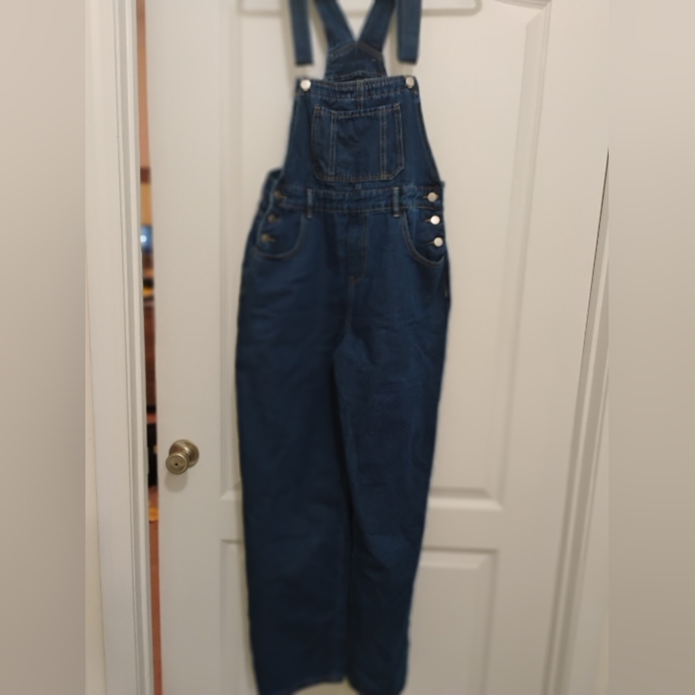 NWOT SHEIN Dark Blue Denim Overalls Size Large